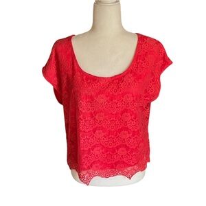 Cato Red Lace Crop Top Size L